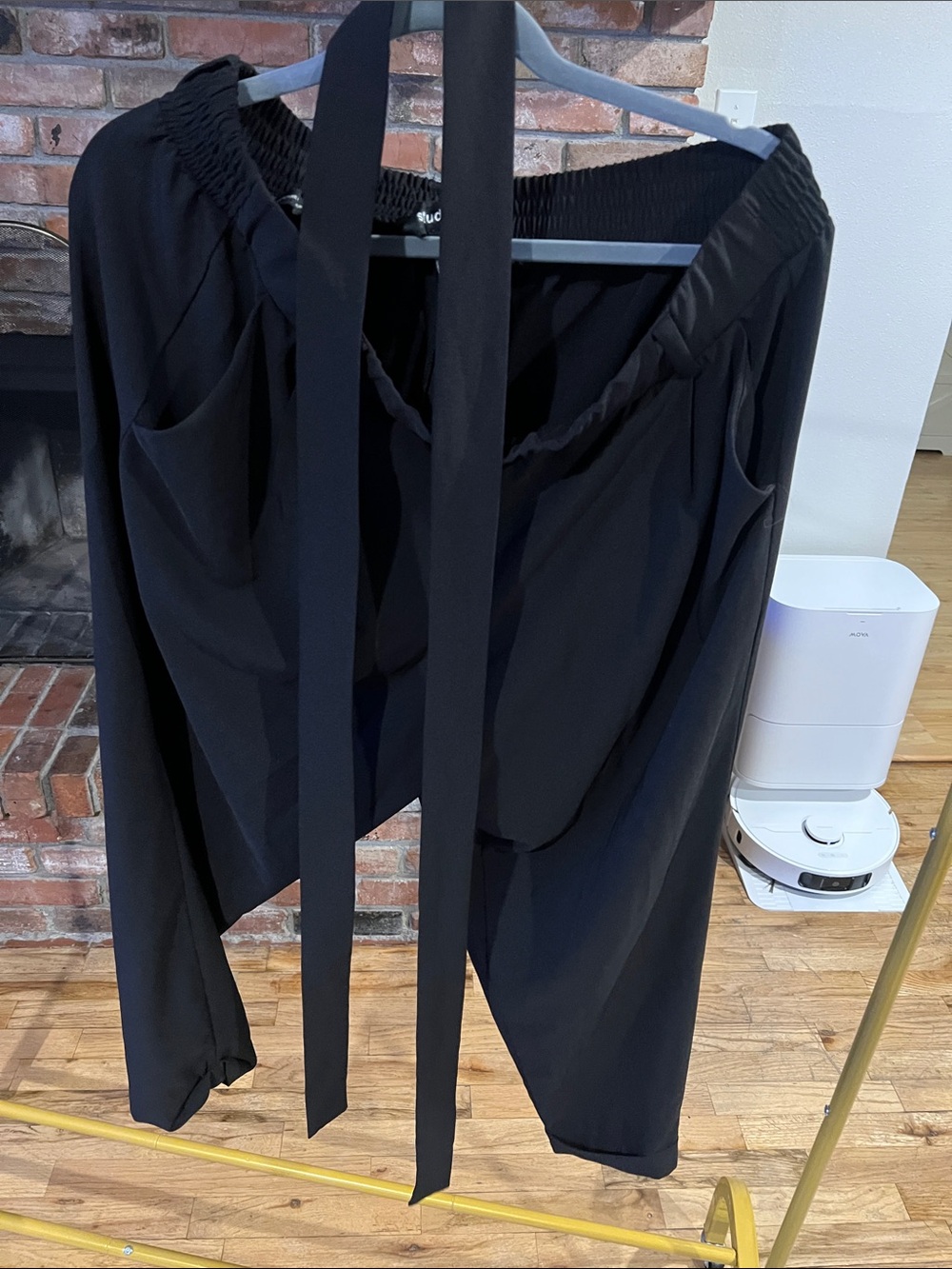 torrid Black Off-Shoulder Wide-Leg Jumpsuit with Neck Ties